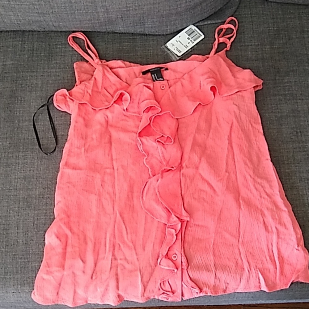 Coral, new with tags, ruffle tank top